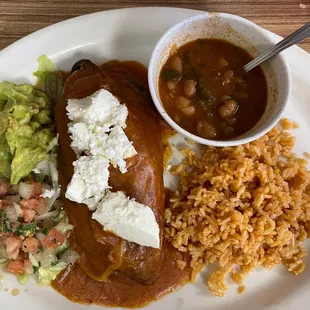 Chile Relleno with ground beef and charro beans which are soo good!!