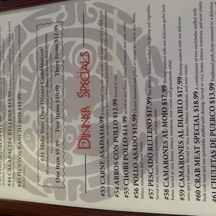 menu