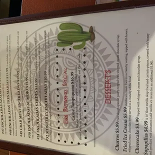 menu