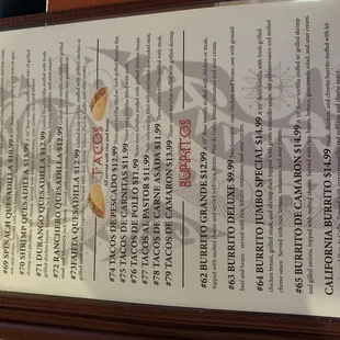 menu