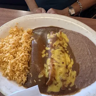 Enchilada and tamales plate