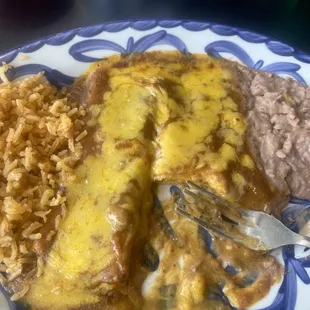 Lunch cheese enchiladas