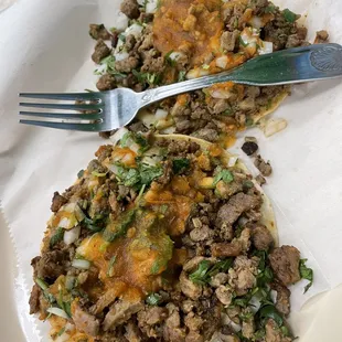 a plate of food with a fork