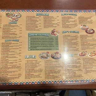 a menu on a table