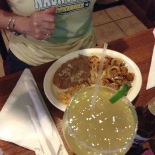 Shrimp and a margarita