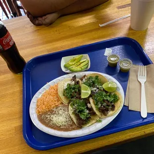 a plate of food on a tray