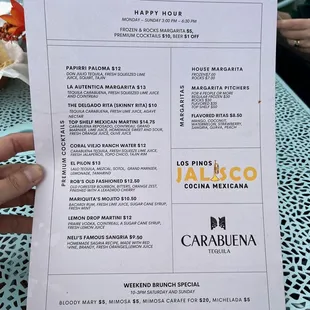 Drink menu