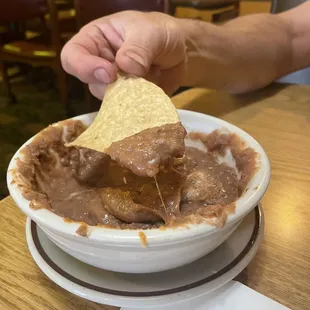 Beans and cheese dip.