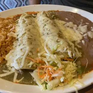 Combo plate Enchiladas verdes