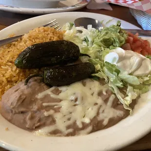 Sides for beef fajitas (add grilled jalapeño $.025 each and rice was super tasty !)