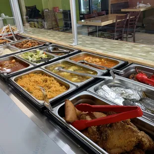 Food on the line to pick all you want ! They will charge you per portions always something new on the line