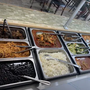 Food on the line to pick all you want ! They will charge you per portions always something new on the line