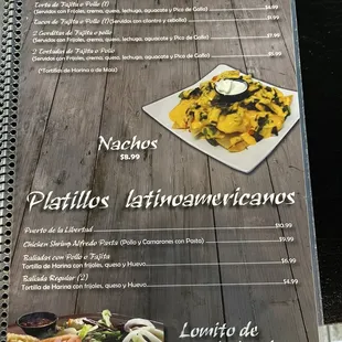 a menu for a mexican restaurant