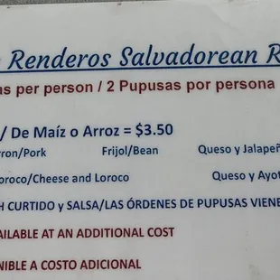 Pupusas section
