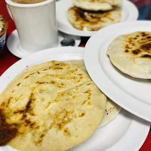 three plates of food