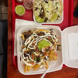 Carna asada fries &amp; tacos!!!