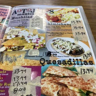 a menu for a mexican restaurant