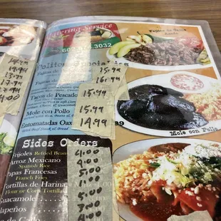 a menu for a mexican restaurant