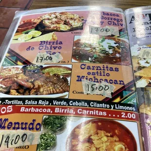 a menu for a mexican restaurant