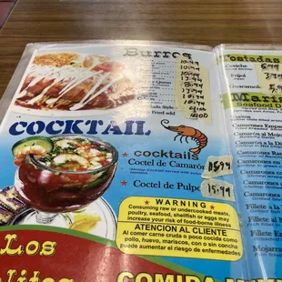 a menu for a mexican restaurant