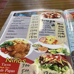 a menu for a mexican restaurant