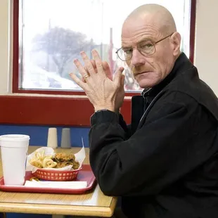 Creepy guy... Never touched his food.