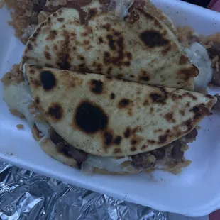 rice , beans , and cheese chalupas