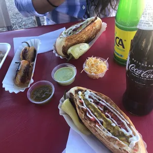 a hot dog and a soda