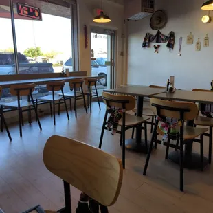 a view of a dining room