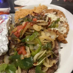 T-bone steak with lots of veggies
