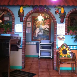 the entrance to the restaurant