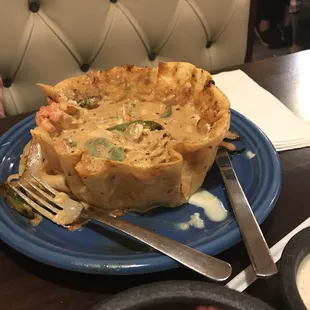 Shrimp taco salad uncovered...