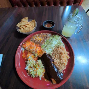 Enchiladas chips salsa &amp; large margarita