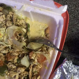 the juice dripping off of the potato