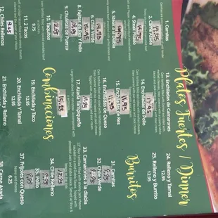 menu