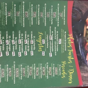 menu