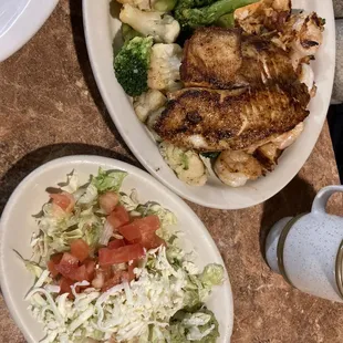 two plates of food on a table