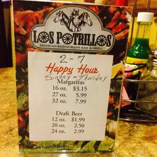 a happy hour menu