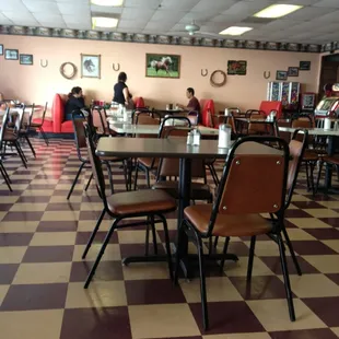 tables and chairs in a restaurant