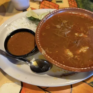 Our choices plus a couple of pictures of the HUGE glass of Horchata and a Michelada.