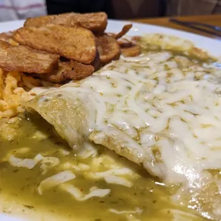 Verde cheese enchiladas