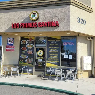 the front of the restaurant