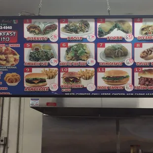 a menu for breakfast burritos
