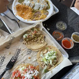 Tacos and enchiladas verdes