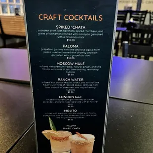 Drink menu