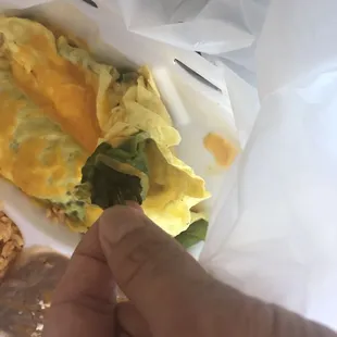 an omelet in a paper bag