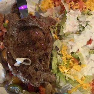 Carne Asada with salad.