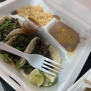 3 taco combo with steak