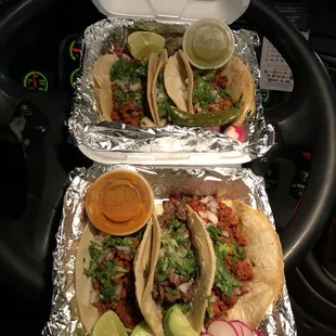 Tacos of fajitas and pastor