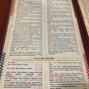 menu